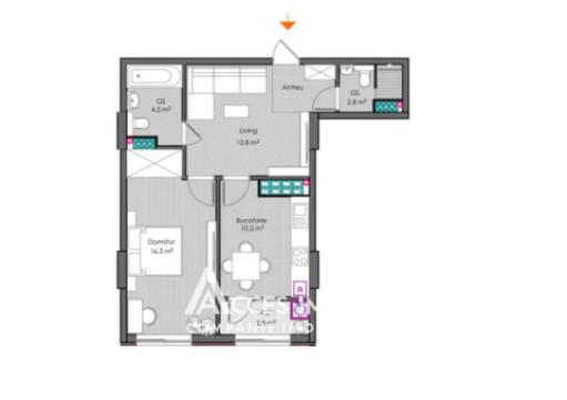 Artex! Ialoveni, str. Stefan cel Mare, 1 cameră + living. Variantă albă!: 9