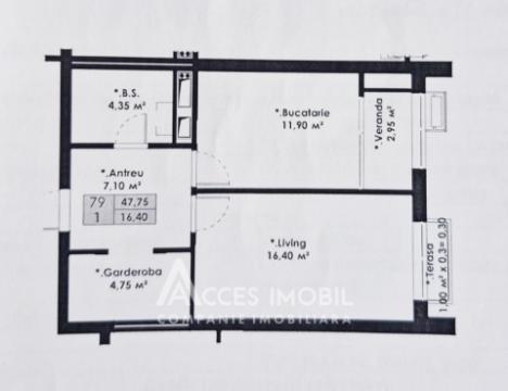 Carpeni! Ботаника, ул. Буребиста, 1 комнатa + гостиная. Белый вариант!: 10