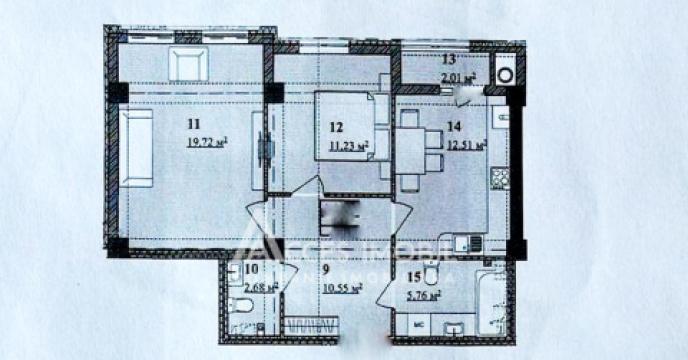 Lagmar! ул. Чеукарь, Старая Почта, 2 комнаты + гостиная. Белый вариант!: 1