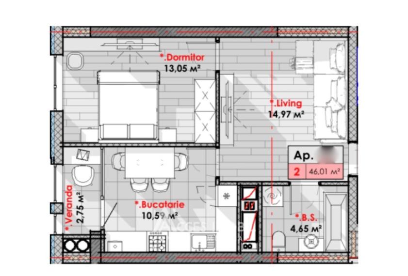 SMART HOME! Lagmar! Râșcani, str. Calea Moșilor, 2 camere. Variantă albă!: 1
