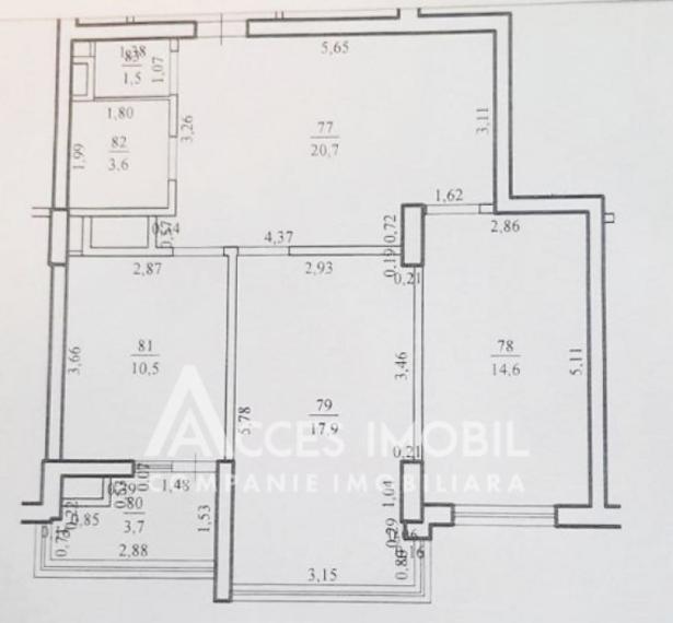 Exfactor! Buiucani, str. I. Buzdugan, 2 camere + living. Variantă albă!: 1