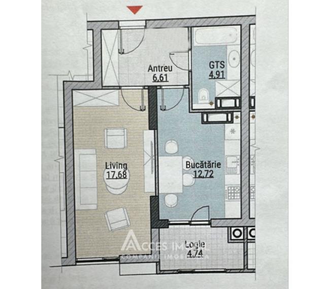 Bloc Nou! Durlești, str. Regina Elisabeta, 1 cameră + living. Variantă albă!: 1