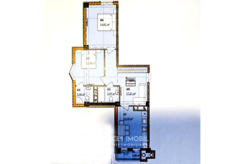 Lagmar! str. Ceucari, Poșta Veche, 2 camere + living. Variantă albă!: 1