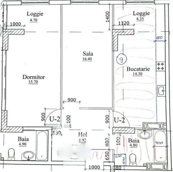 Inamstro! str. Ioana Radu, Buiucani, 2 camere + living. Variantă albă!: 2