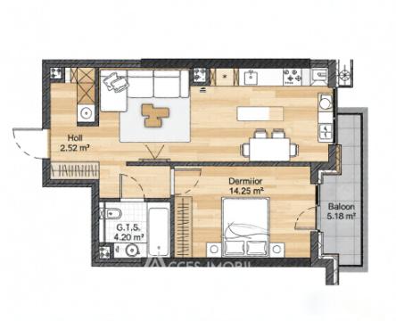 Sculeni, Calea Ieșilor: 1 cameră + living. Variantă albă!: 8