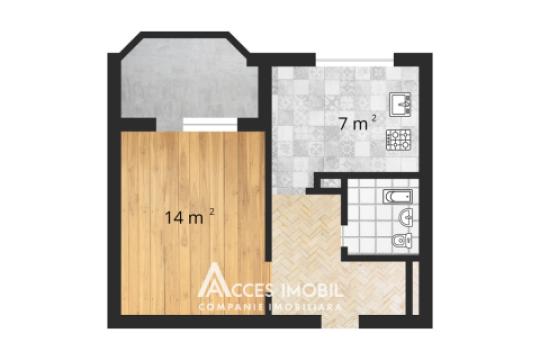 Râșcani, str. Andrei Doga, 1 cameră. Seria MS! Localizare de mijloc!: 1