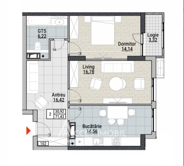 Новострой! Дурлешты, ул. Режина Елизавета, 2 комнаты + гостиная. Евроремонт!: 12