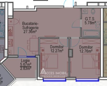 Bloc Nou! Durlești, str. Cartușa, 2 camere + living. Variantă albă!: 3