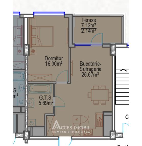 Bloc Nou! Durlești, str. Cartușa, 1 cameră + living. Variantă albă!: 3