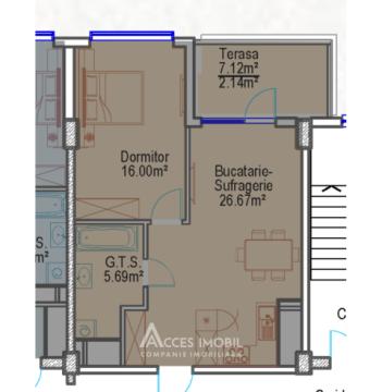 Bloc Nou! Durlești, str. Cartușa, 1 cameră + living. Variantă albă!: 3