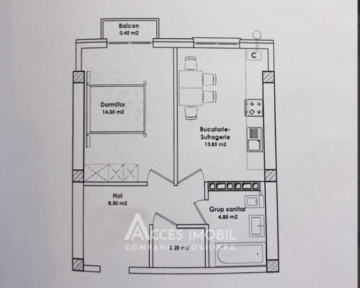 Bloc Nou! Durlești, str. Cartușa, 1 cameră + living. Variantă albă!: 2