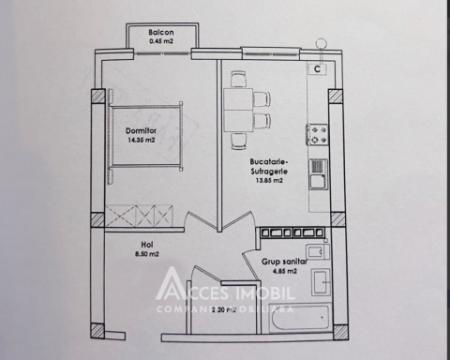 Bloc Nou! Durlești, str. Cartușa, 1 cameră + living. Variantă albă!: 2