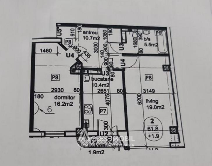 Boiar House! Bloc Nou! Durlești, str. Nicolae Dimo, 2 camere. Variantă albă!: 10