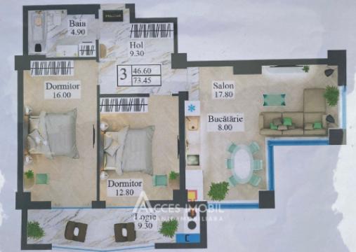 Newton House! Botanica, str. Grădina Botanică, 2 camere + living. Variantă Albă!: 9