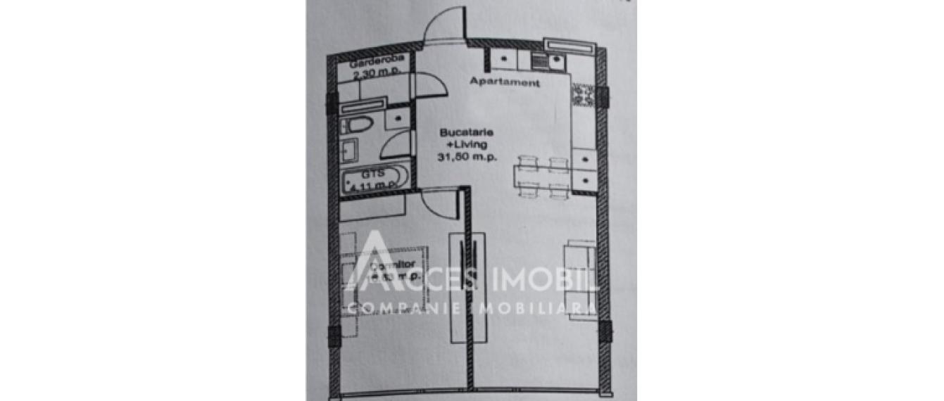Hora Village! Durlești, str. Bisericii, 1 cameră + living. Variantă albă!: 2