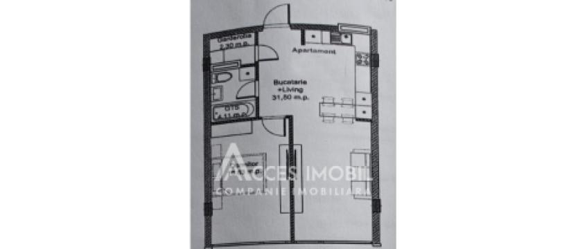 Hora Village! Durlești, str. Bisericii, 1 cameră + living. Variantă albă!: 2