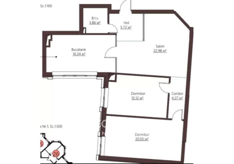 Новострой! Центр, ул. Моара Рошие, 2 комнаты + гостиная. Белый Вариант!: 9