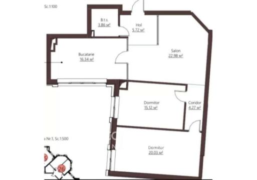 Новострой! Центр, ул. Моара Рошие, 2 комнаты + гостиная. Белый Вариант!: 9