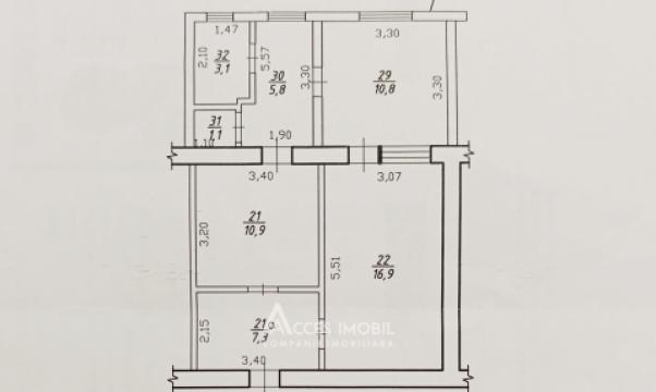 Botanica, str. Burebista, 2 camere + living. Localizare de mijloc!: 16