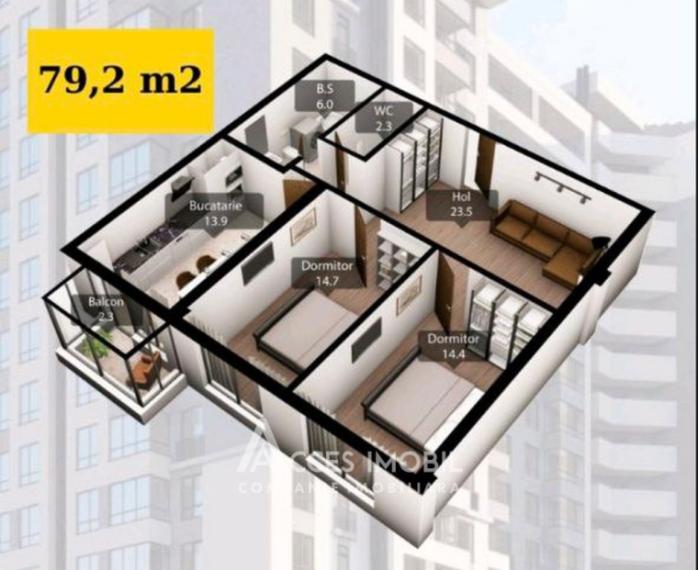 Ecovzor! Poșta Veche, str Iazului, 2 camere + living. Variantă albă!: 6