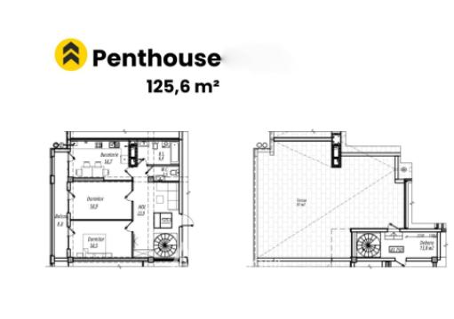 Penthouse! Ecovzor! Poșta Veche, str Iazului, 2 camere + living. Variantă albă! + Terasă!: 1