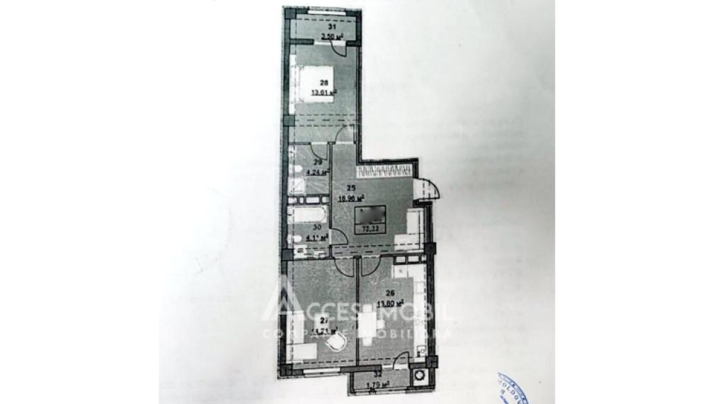 Lagmar! str. Ceucari, Poșta Veche, 2 camere + living. Variantă albă!: 1