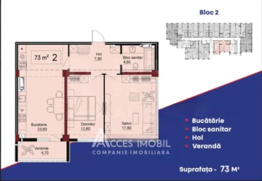 Estate Invest! Telecentru, str. Ialoveni, 2 camere + living. Varianta Albă!: 2
