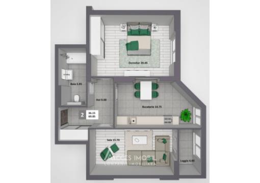 Inamstro! str. Ioana Radu, Buiucani, 2 camere. Variantă albă! Localizare de mijloc!: 2