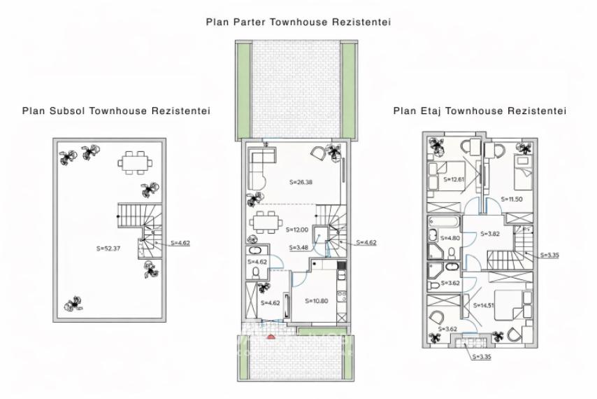 TownHouse în 3 niveluri! Durlești, str. Rezistenţei, 182m2 + 1 ar! Variantă albă!: 12