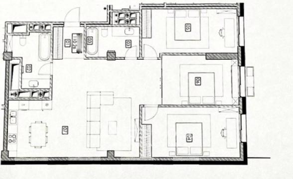 City Gardens! Râșcani, bd. Renașterii Naționale, 3 camere + living. Variantă albă!: 1