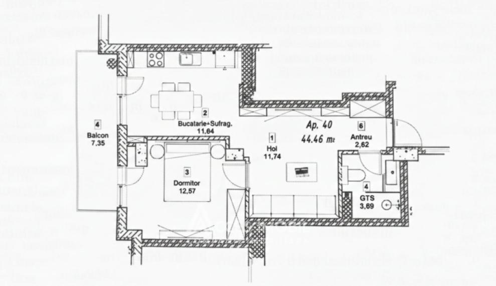 Bloc Nou! Durlești, str. Mihai Viteazul, 1 cameră + living. Variantă albă!: 3