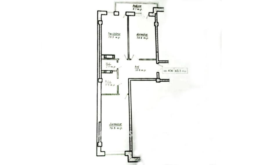 Poliprim-Grup! Дурлешты, ул.  Николае Димо, 2 комнаты + гостиная. Белый вариант!: 3