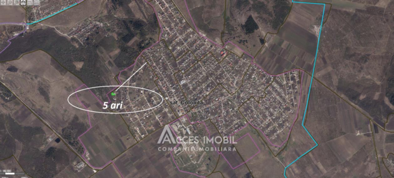 Teren pentru construcții 5 ari. Colonița, str. Valea Raiului!: 5