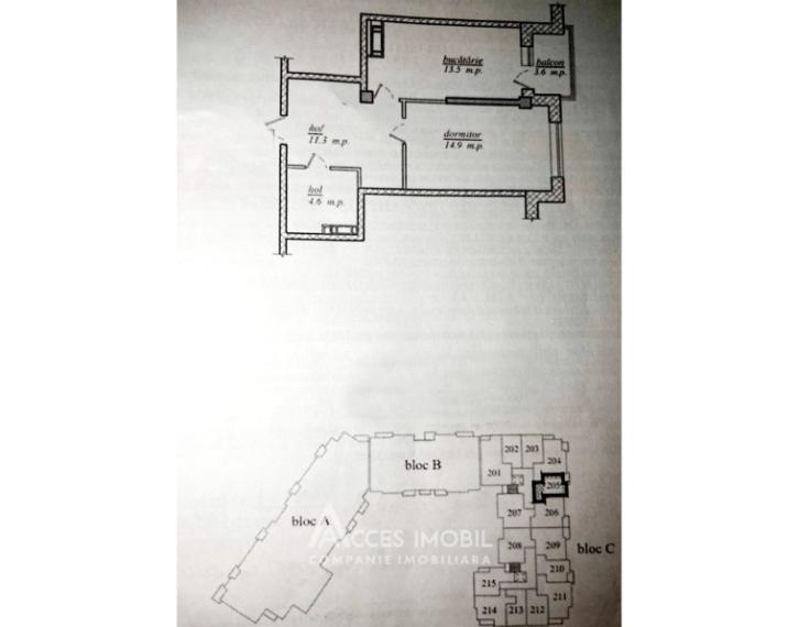 Poliprim-Grup! Дурлешты, ул.  Николае Димо, 1 комната + гостиная. Белый вариант!: 4