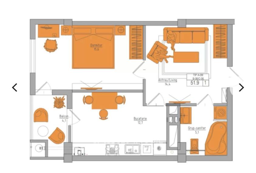 Braus Millennium Park! Новострой! Телецентр, шос. Хынчешть, 1 комната + гостиная! Белый вариант!: 6