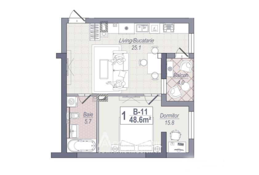 Braus Edera Home! Botanica, bd. Dacia, 1 cameră + living! Autonomă!: 3