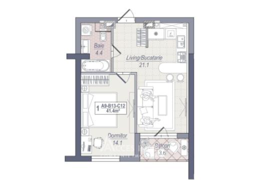 Braus Edera Home! Botanica, bd. Dacia, 1 cameră + living! Autonomă!: 1