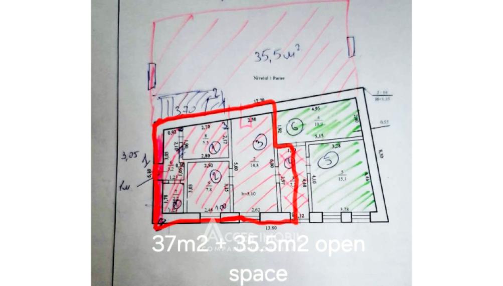 For Rent! Commercial Space 72m2! Center, Octavian Goga Street! Autonomous heating!: 11