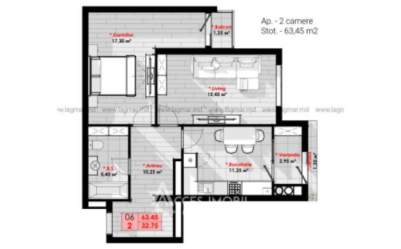 Lagmar! str. Cornești, Râșcani, 2 camere. Variantă albă!: 1