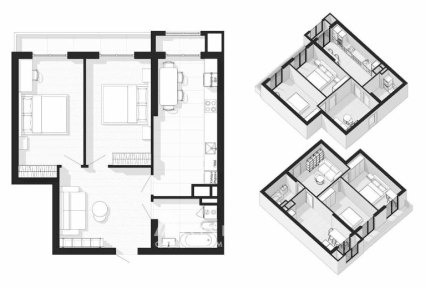 Новострой! Ботаника, бул. Куза Водэ, 2 комнаты. Белый вариант!: 4