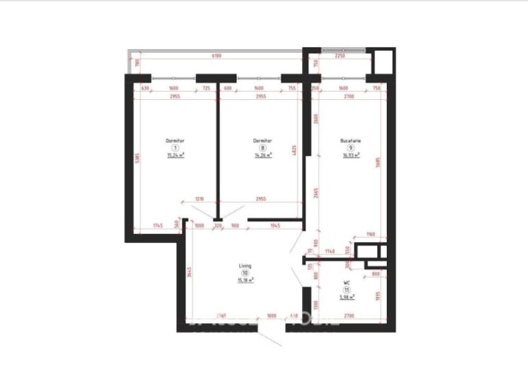 Новострой! Ботаника, бул. Куза Водэ, 2 комнаты. Белый вариант!: 5