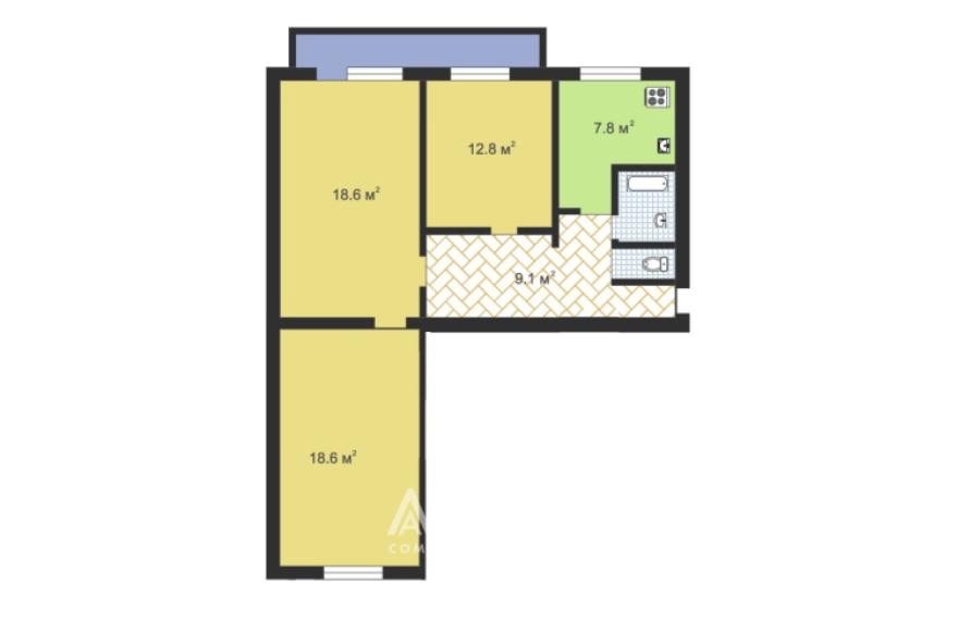 Ботаника, ул. Сармизеджетуса, 3 комнаты. Середина/двустороннее расположение!: 1