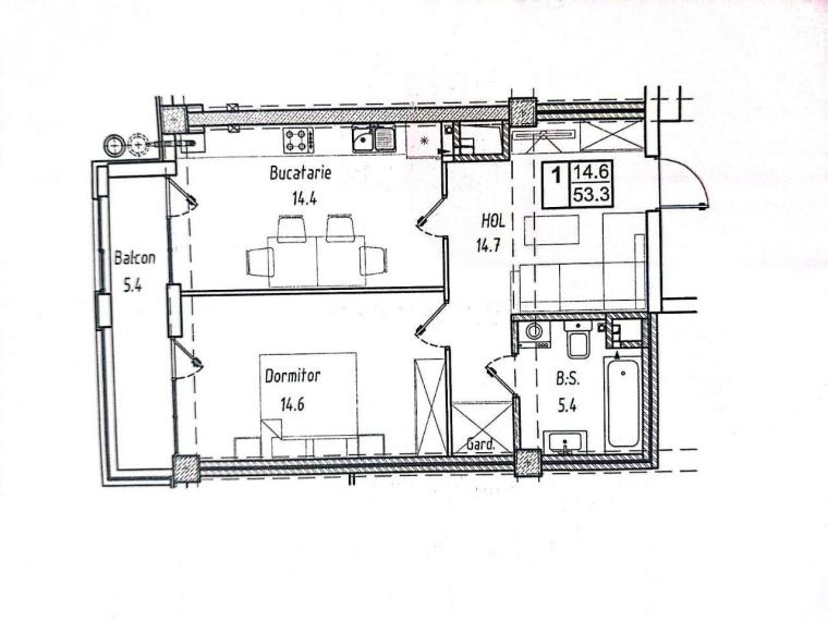 Ecovzor! Poșta Veche, str. Iazului, 1 cameră + living. Variantă albă!: 1