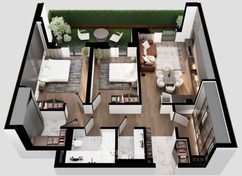 Element Stil! Дурлешты, ул. Николай Димо, 2 комнаты + гостиная. Белый вариант!: 1