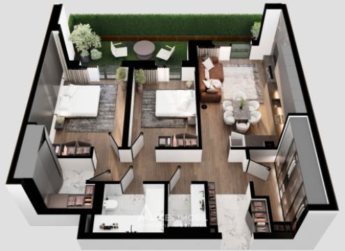 Element Stil! Дурлешты, ул. Николай Димо, 2 комнаты + гостиная. Белый вариант!: 1