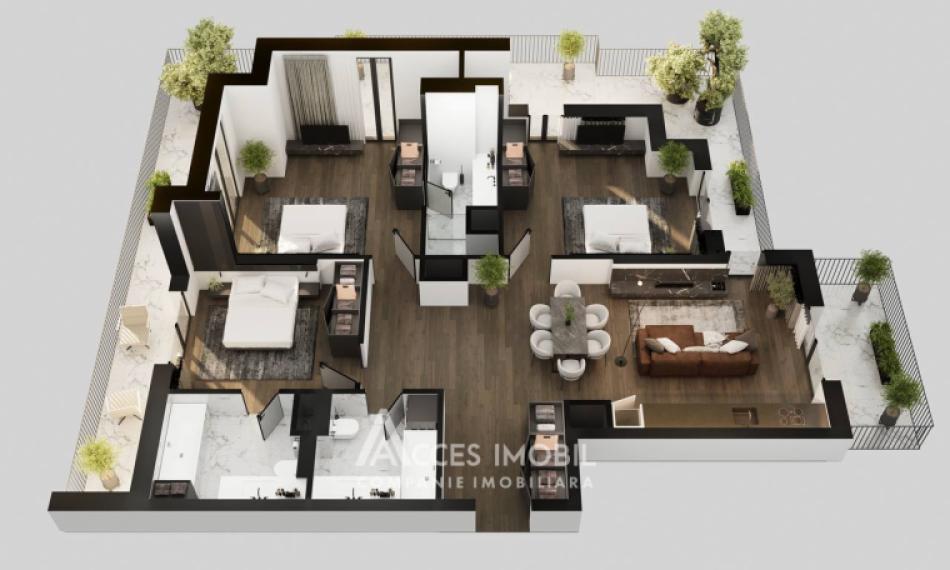 Element Stil! Дурлешты, ул. Николай Димо, 3 комнаты + гостиная. Белый вариант!: 2