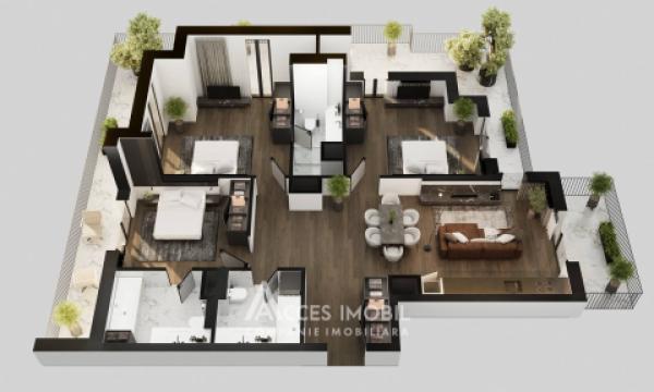 Element Stil! Дурлешты, ул. Николай Димо, 3 комнаты + гостиная. Белый вариант!: 2