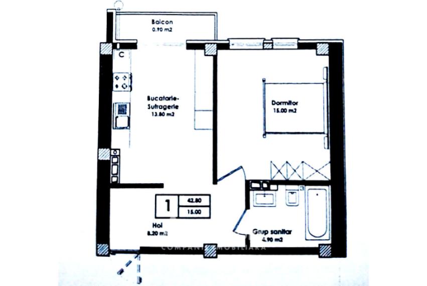 Durlesti, Cartusa street, 1 room + living. White version!: 1