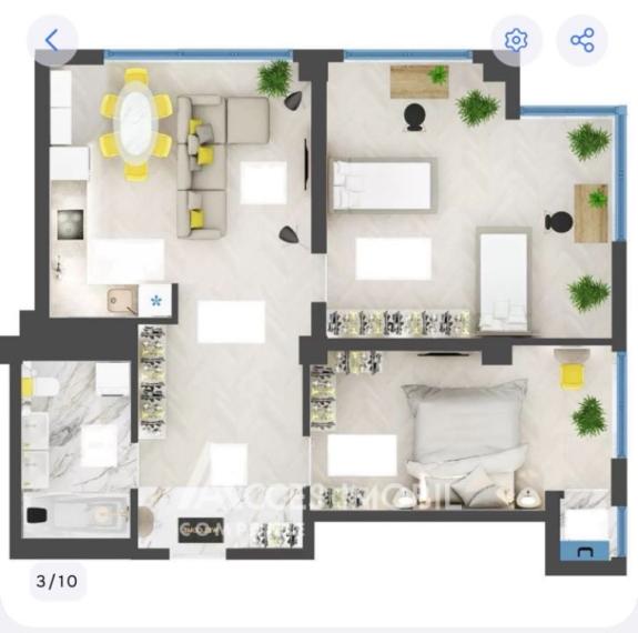 Inamstro! Buiucani, str. Calea Ieșilor, 2 camere + living. Variantă albă!: 9