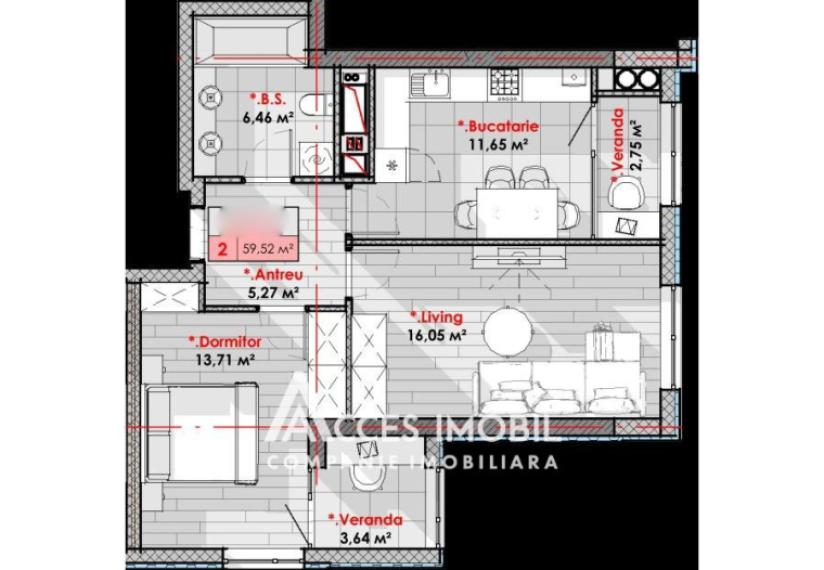 Lagmar! Rascani, Tudor Vladimirescu street, 1 room + living. White version!: 1